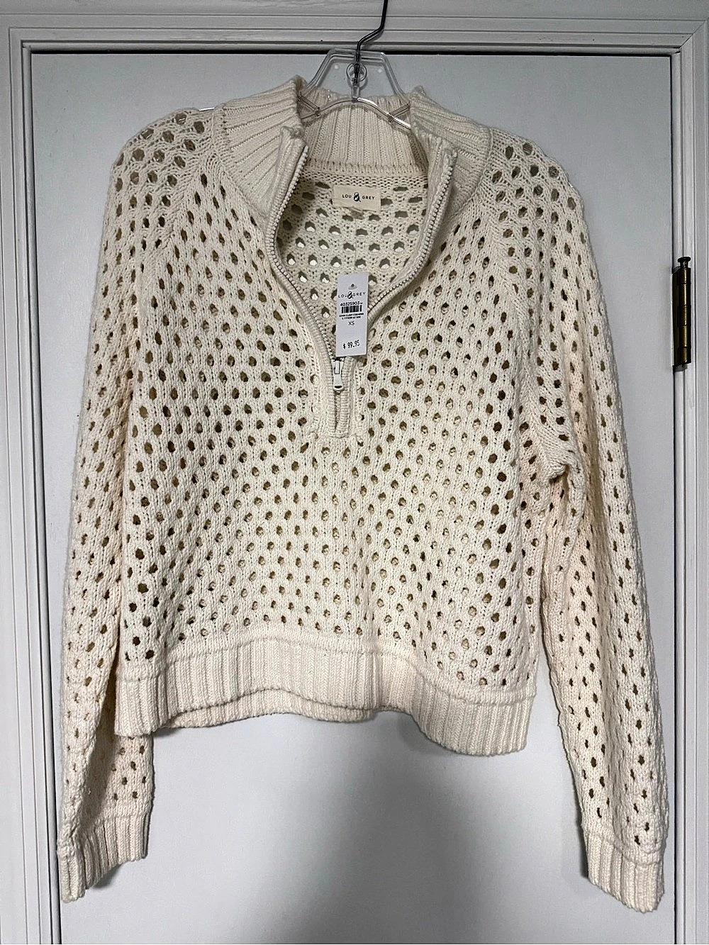 Lou & Grey Open Knit Sweater Cream XS NWT
